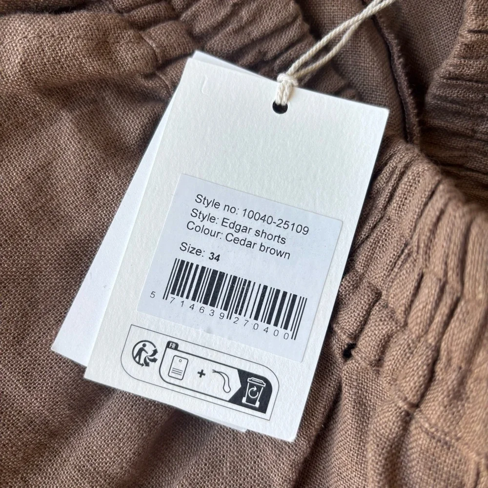 NWT Skall Studio Edgar Linen Shorts Cedar Brown Size 34 XS